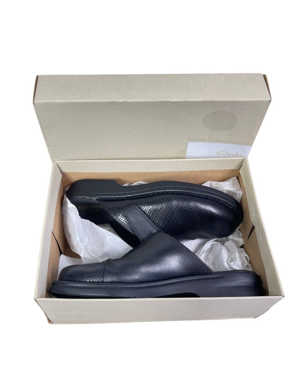 Clarks Women's Patty Tayna Black Leather Mule Clogs Size 9 US Medium Width NIB
